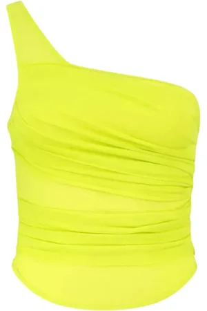 GAUGE81 Femme, Tops, Jaune, Taille: 38 FR Haut jaune à une épaule avec détail froncé