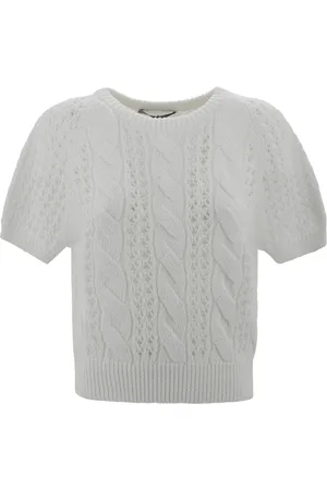D.EXTERIOR Femme, Pulls, Blanc, Taille: 36 FR Haut Blanc à Col Rond en Maille