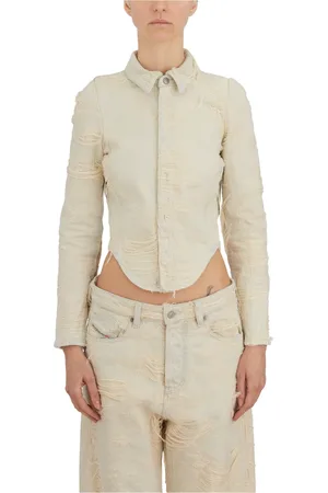 Diesel Femme, Blouses et Chemises, Blanc, Taille: 38 FR Chemise Courte en Coton