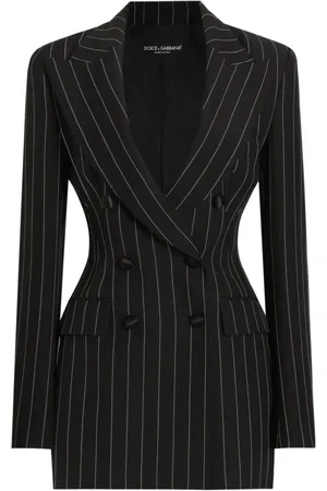Dolce & Gabbana Femme, Vestes, Noir, Taille: 44 FR Vestes à rayures à double boutonnage avec poches