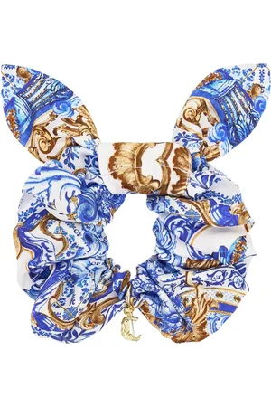 Camilla Femme, Accessoires, Bleu, Taille: ONE Size Scrunchie de Luxe en Soie avec Breloque