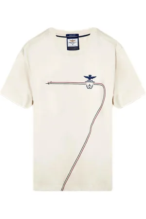 Aeronautica Militare Homme, Tops, Blanc, Taille: 4XL Fierté italienne T-shirt en coton avec des traînées tricolores