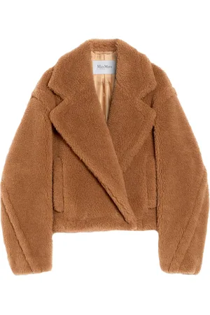 Max Mara Femme, Vestes, Brun, Taille: 32 FR Cropped Teddy Bear Icon Gardone Coat