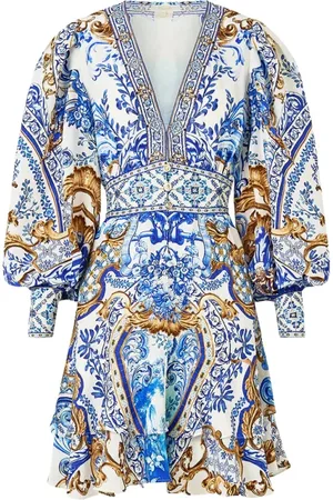 Camilla Femme, Robes, Bleu, Taille: 40 FR Robe à volants - Aventures Azul