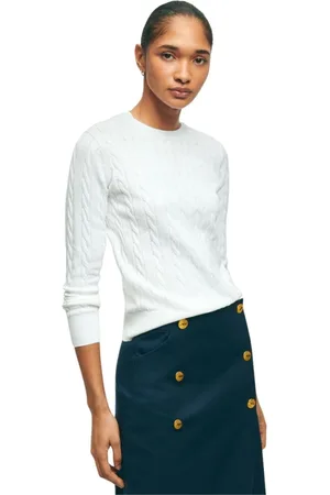 Brooks Brothers Femme, Pulls, Blanc, Taille: 40 FR Pull Supima en Cable
