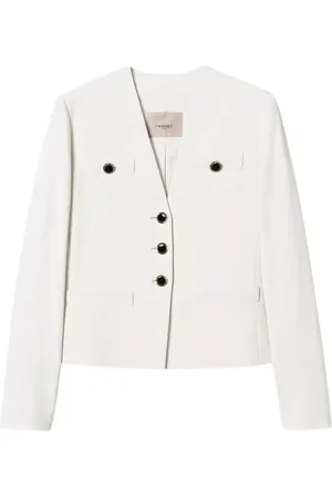 Twin-Set Femme, Vestes, Blanc, Taille: 40 FR Veste de blazer avec boutons bijoux