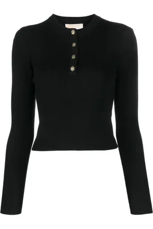 Michael Kors Femme, Pulls, Noir, Taille: 42 FR Pull en Maille Côtelée en Laine