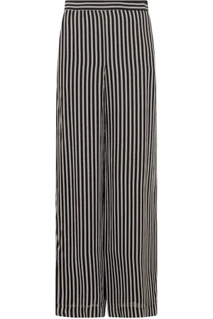 Michael Kors Femme, Pantalons, Noir, Taille: 40 FR Pantalon large en georgette rayé