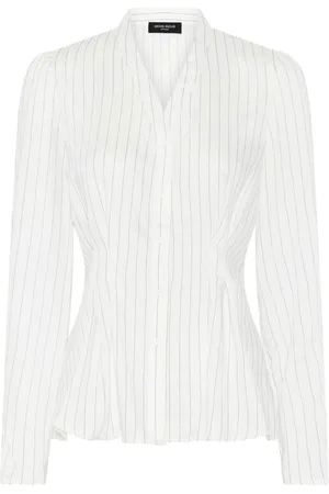 Bruuns Bazaar Femme, Blouses et Chemises, Blanc, Taille: 42 FR Chemise rayée à manches longues