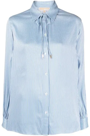 Michael Kors Femme, Blouses et Chemises, Bleu, Taille: 42 FR Chemise en satin à rayures fines
