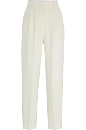 HUGO BOSS Femme, Pantalons, Blanc, Taille: 44 FR Pantalon Slim-fit Open Punto Tefike