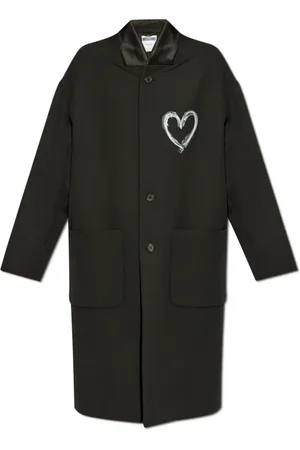 Moschino Femme, Manteaux, Noir, Taille: 36 FR Manteau avec impression en forme de cœur