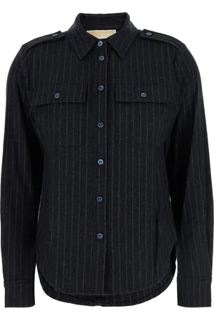 Michael Kors Femme, Blouses et Chemises, Noir, Taille: 38 FR Chemise ajustée en laine