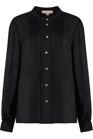 Michael Kors Femme, Blouses et Chemises, Noir, Taille: 42 FR Chemise en Soie et Viscose avec Volants Décoratifs