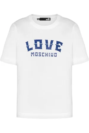Moschino Femme, Tops, Blanc, Taille: 40 FR T-shirt en Coton avec Logo et Imprimé Femme