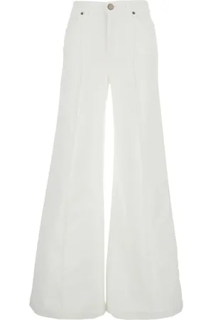 Twin-Set Femme, Pantalons, Blanc, Taille: W24 Pantalon large blanc avec patch logo