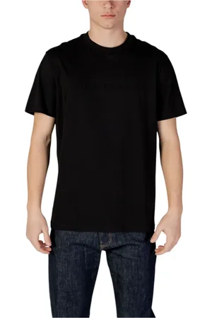 Armani Exchange Homme, Tops, Noir, Taille: S T-shirt Noir en Coton à Col Rond