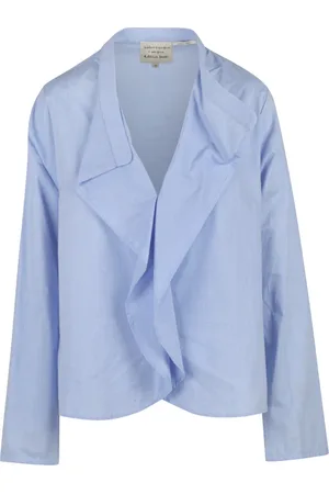 Alessia Santi Femme, Blouses et Chemises, Bleu, Taille: 38 FR Chemisier en popeline avec Ruches devant