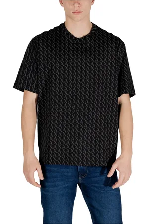 Armani Exchange Homme, Tops, Noir, Taille: S T-shirt Noir en Coton à Col Rond