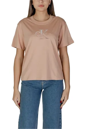 Calvin Klein Femme, Tops, Rose, Taille: 36 FR T-shirt Rose avec Logo Classic Fit