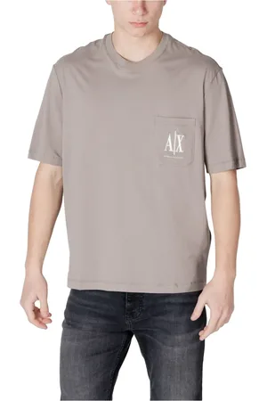 Armani Exchange Homme, Tops, Brun, Taille: S T-shirt en Coton Marron Col Rond
