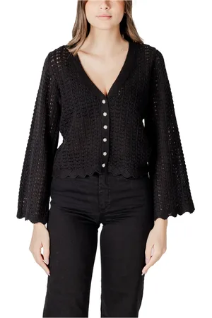 ONLY Femme, Pulls, Noir, Taille: 42 FR Cardigan Noir à Col en V et Boutons