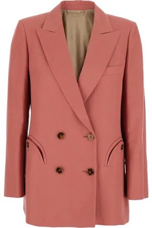 Blazé Milano Femme, Vestes, Rose, Taille: 40 FR Veste Rose en Lin à Double Boutonnage Femme