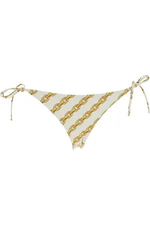 VERSACE Femme, Maillots de bain, Blanc, Taille: 38 FR Bas de Bikini Blanc avec Imprimé Chaîne