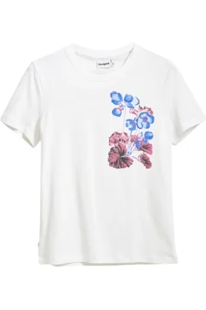 Desigual Femme, Tops, Blanc, Taille: 40 FR T-shirt Imprimé Élégant pour Femmes