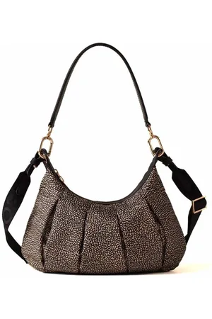 Borbonese Femme, Sacs, Brun, Taille: ONE Size Sac imprimé Croissant avec détails en cuir