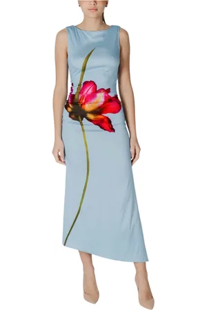 Desigual Femme, Robes, Bleu, Taille: 44 FR Robe à encolure bateau florale