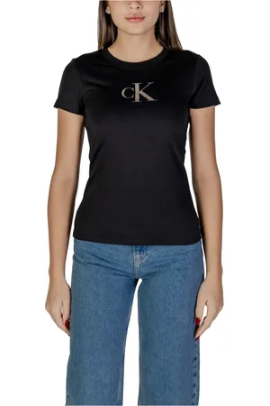 Calvin Klein Femme, Tops, Noir, Taille: 36 FR Tee-shirt noir avec logo pour femmes