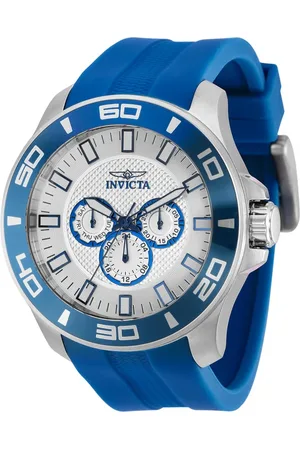 Invicta Homme, Accessoires, Bleu, Taille: ONE Size Montre Chronographe en Silicone Bleu pour Homme