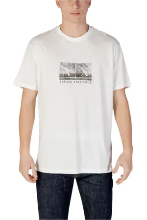 Armani Exchange Homme, Tops, Blanc, Taille: S T-shirt Blanc Imprimé Manches Courtes