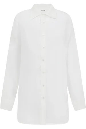 P.A.R.O.S.H. Femme, Blouses et Chemises, Blanc, Taille: 38 FR Chemise en soie blanche design élégant