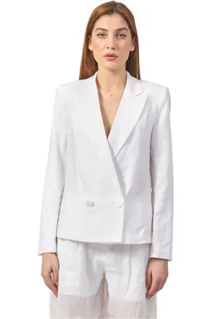 Armani Exchange Femme, Vestes, Blanc, Taille: 38 FR Veste Blazer Blanche à Double Boutonnage