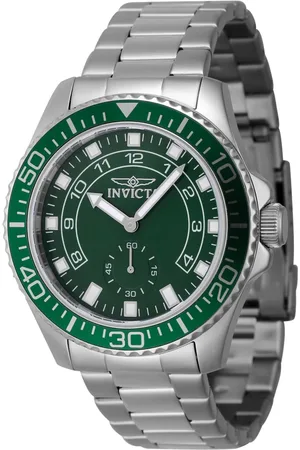 Invicta Homme, Accessoires, Gris, Taille: ONE Size Cadran vert montre chronographe en acier