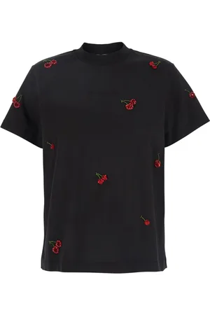 Des Phemmes Femme, Tops, Noir, Taille: 36 FR T-shirt et Polo noirs avec décorations de cerises