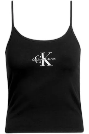 Calvin Klein Femme, Tops, Noir, Taille: 36 FR Haut Crop Logo Élégant