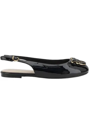 Pinko Femme, Chaussures, Noir, Taille: 38 EU Ballerines en cuir verni brillant avec bride dorée
