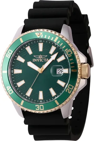 Invicta Homme, Accessoires, Noir, Taille: ONE Size Montre Analogique en Silicone Vert Modèle