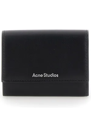 Acne Studios Homme, Accessoires, Noir, Taille: ONE Size Portefeuille Noir Trifold avec Bouton-pression