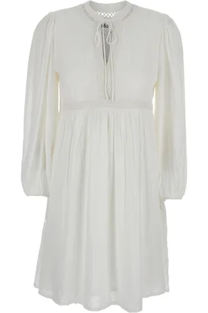 Bash Femme, Robes, Blanc, Taille: 40 FR Robe Blanche à Col Rond avec Fermeture à