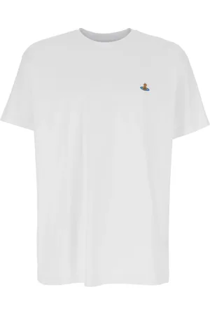 Vivienne Westwood Homme, Tops, Blanc, Taille: L Orb Logo T-shirt Blanc Coton Homme