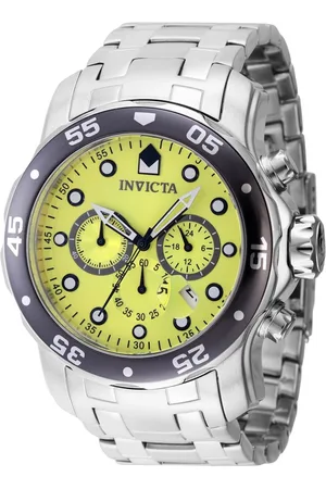 Invicta Homme, Accessoires, Gris, Taille: ONE Size Cadran jaune chronographe multifonction montre