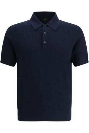 BRIONI Homme, Tops, Bleu, Taille: S Polo en Tricot Manches Courtes