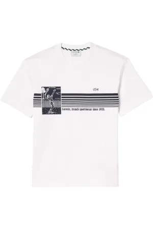 Lacoste Homme, Tops, Blanc, Taille: M T-Shirt Imprimé Tennis Français