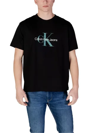 Calvin Klein Homme, Tops, Noir, Taille: M T-shirt Noir à Imprimé Manches Courtes