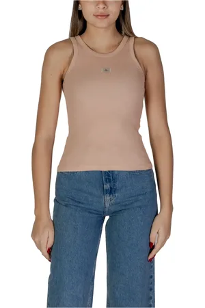 Calvin Klein Femme, Tops, Rose, Taille: 42 FR Débardeur Rose Côtelé pour Femme