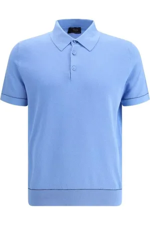 BRIONI Homme, Tops, Bleu, Taille: S Polo Slim Fit en Maille